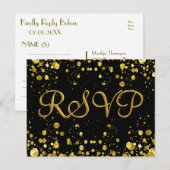 RSVP Card Gold-Confetti Uitnodiging Briefkaart (Voorkant / Achterkant)