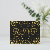 RSVP Card Gold-Confetti Uitnodiging Briefkaart (Staand voorkant)