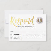 RSVP CARD gold script response roze harten JORDYN1 (Voorkant)