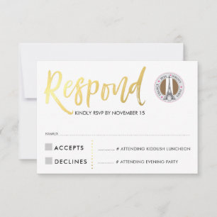 RSVP CARD Gold script response roze harten JORDYN1