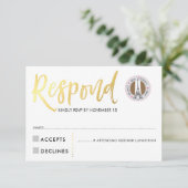 RSVP CARD gold script response roze harten JORDYN2 (Staand voorkant)