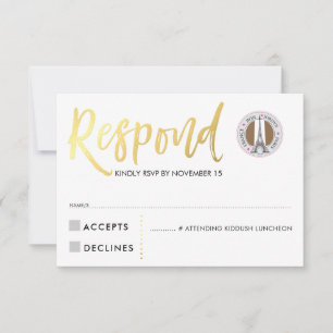 RSVP CARD Gold script response roze harten JORDYN2