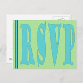 RSVP Card-GreenAqua Uitnodiging Briefkaart (Voorkant / Achterkant)