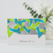 RSVP Card Limoen Turquoise Star van David Any Colo Kaart (Staand voorkant)