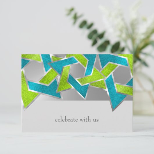 RSVP Card Limoen Turquoise Star van David Any Colo Kaart (Staand voorkant)