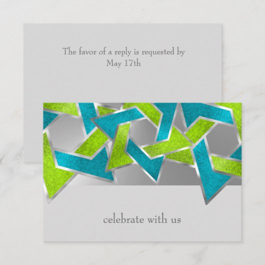 RSVP Card Limoen Turquoise Star van David Any Colo Kaart (Voorkant / Achterkant)