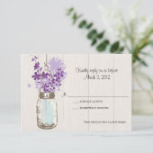 RSVP Card Mason Jar en vuurvliegjes (Staand voorkant)