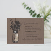 RSVP Card Mason Jar en vuurvliegjes (Staand voorkant)