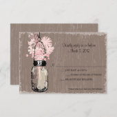 RSVP Card Mason Jar en Wildflowers (Voorkant / Achterkant)