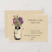 RSVP Card Mason Jar en Wildflowers (Voorkant / Achterkant)