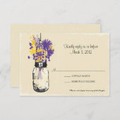 RSVP Card Mason Jar en Wildflowers (Voorkant / Achterkant)