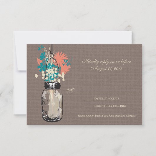 RSVP Card Mason Jar en Wildflowers (Voorkant)