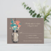 RSVP Card Mason Jar en Wildflowers (Staand voorkant)