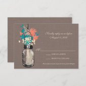 RSVP Card Mason Jar en Wildflowers (Voorkant / Achterkant)