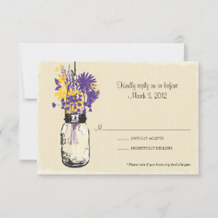 RSVP Card Mason Jar en Wildflowers Kaartje