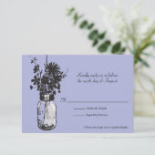 RSVP Card Mason Jar en Wildflowers Kaartje (Staand voorkant)