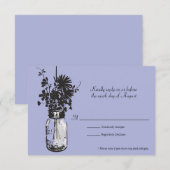 RSVP Card Mason Jar en Wildflowers Kaartje (Voorkant / Achterkant)