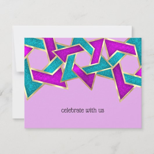 RSVP Card Paars Turquoise Star van David Kaart (Voorkant)
