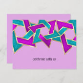 RSVP Card Paars Turquoise Star van David Kaart (Voorkant / Achterkant)