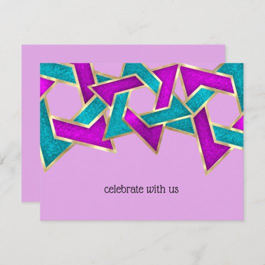 RSVP Card Paars Turquoise Star van David Kaart (Voorkant / Achterkant)