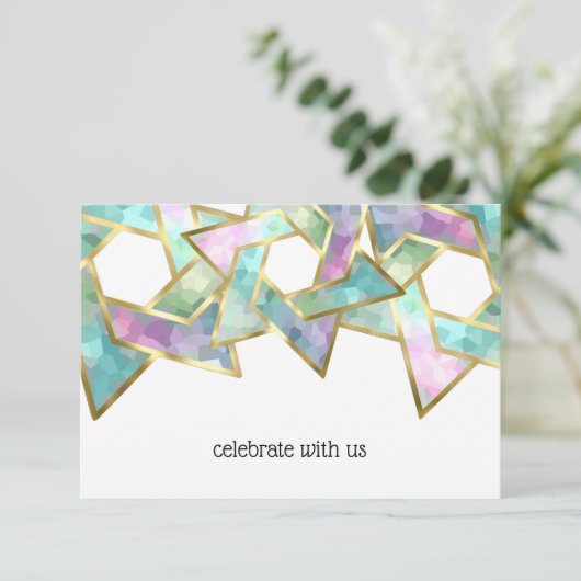 RSVP Card Pastel Star van David Kaart (Staand voorkant)