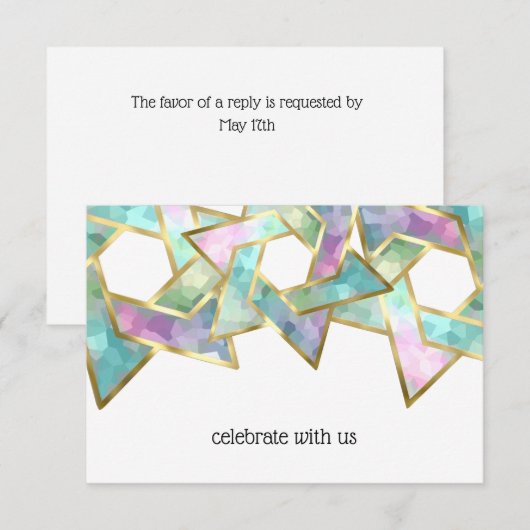 RSVP Card Pastel Star van David Kaart (Voorkant / Achterkant)