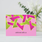 RSVP Card Pink Green Star van David Kaart (Staand voorkant)