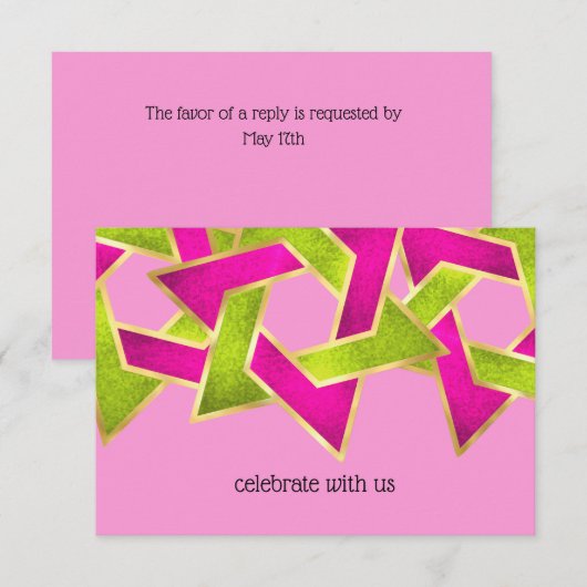 RSVP Card Pink Green Star van David Kaart (Voorkant / Achterkant)