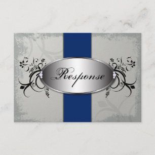 RSVP Card Royal Blue Slate Gray