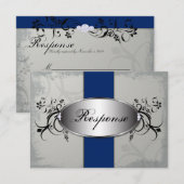 RSVP Card Royal Blue Slate Gray Kaartje (Voorkant / Achterkant)
