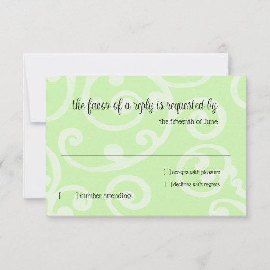 RSVP Card Scroll Pattern Green (Voorkant)