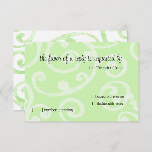 RSVP Card Scroll Pattern Green (Voorkant / Achterkant)
