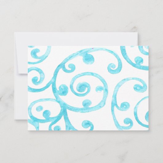 RSVP Card Scroll Pattern Turquoise (Achterkant)