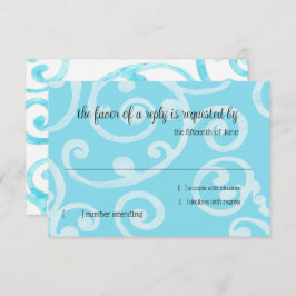 RSVP Card Scroll Pattern Turquoise