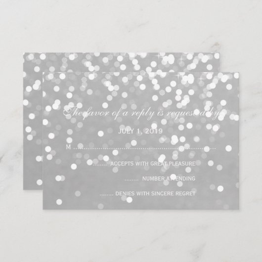 RSVP Card - Sparkling Wedding Grijs Zilver (Voorkant / Achterkant)