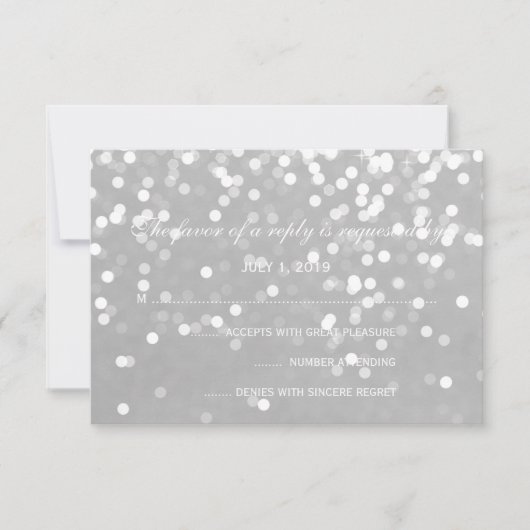 RSVP Card - Sparkling Wedding Grijs Zilver Kaartje (Voorkant)