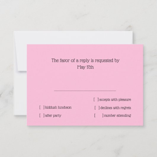 RSVP Card Spure Gold Star van David Kaart (Achterkant)