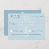 RSVP Card Style 1 Bloemen Kruis doop Blauw (Voorkant / Achterkant)