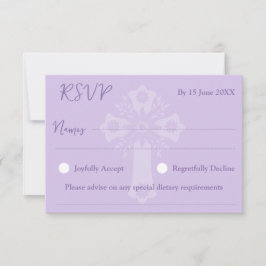 RSVP Card Style 1 Bloemen Kruisdoop Lila