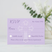 RSVP Card Style 1 Bloemen Kruisdoop Lila (Staand voorkant)