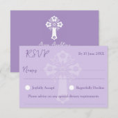 RSVP Card Style 1 Bloemen Kruisdoop Lila (Voorkant / Achterkant)