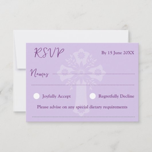 RSVP Card Style 1 Bloemen Kruisdoop Paarse (Voorkant)