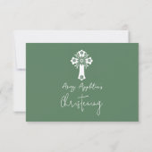 RSVP Card Style 1 Floral Cross Baptism Green (Achterkant)