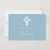 RSVP Card Style 2 Bloemen Kruis Doop Blauw (Achterkant)