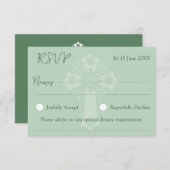 RSVP Card Style 2 Bloemen Kruis doop Groen (Voorkant / Achterkant)