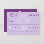 RSVP Card Style 2 Bloemen Kruisdoop Paarse (Voorkant / Achterkant)