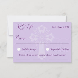 RSVP Card Style 2 Bloemen Kruisdoop Paarse Kaartje