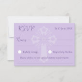 RSVP Card Style 2 Floral Cross Baptism Lilac (Voorkant)