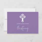RSVP Card Style 2 Floral Cross Baptism Lilac (Achterkant)