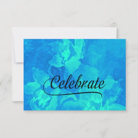 RSVP Card Waterverf Flowers Aqua en Turquoise (Voorkant)